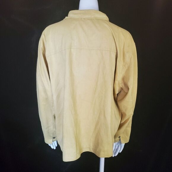 Chico's Yellow Faux Suede Button Down Shirt (3) - Picture 4 of 6